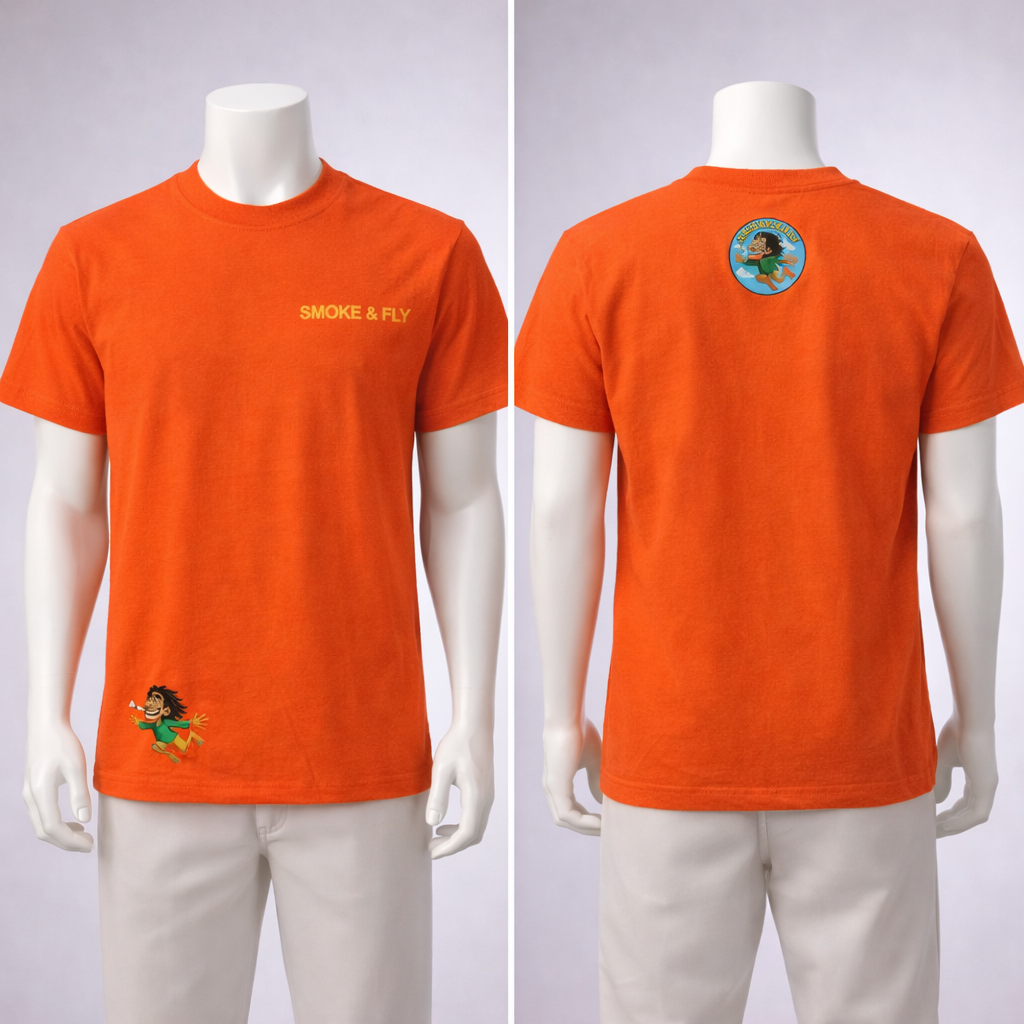 Smoke & Fly Graphic T-Shirt – Unisex Streetwear Logo Tee (Black, White, Green, Pink, Orange)