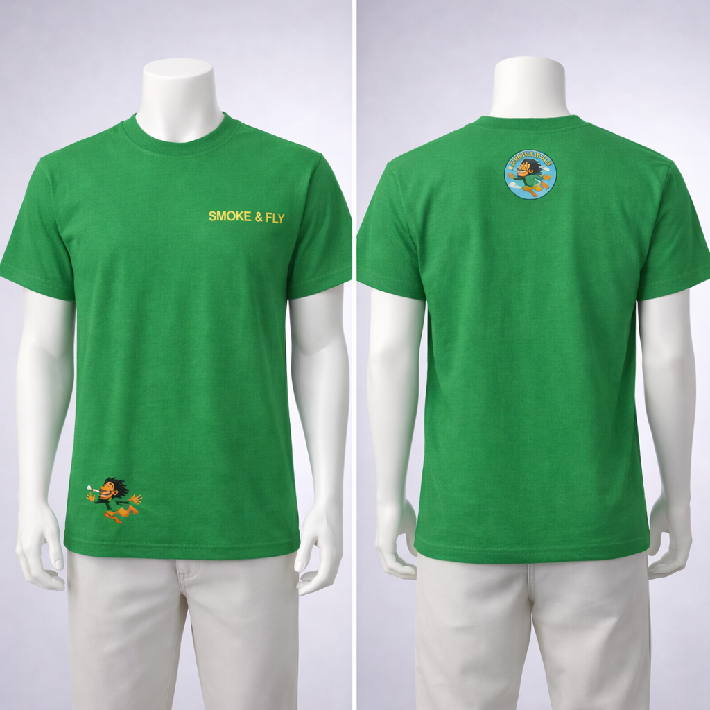 Smoke & Fly Graphic T-Shirt – Unisex Streetwear Logo Tee (Black, White, Green, Pink, Orange)