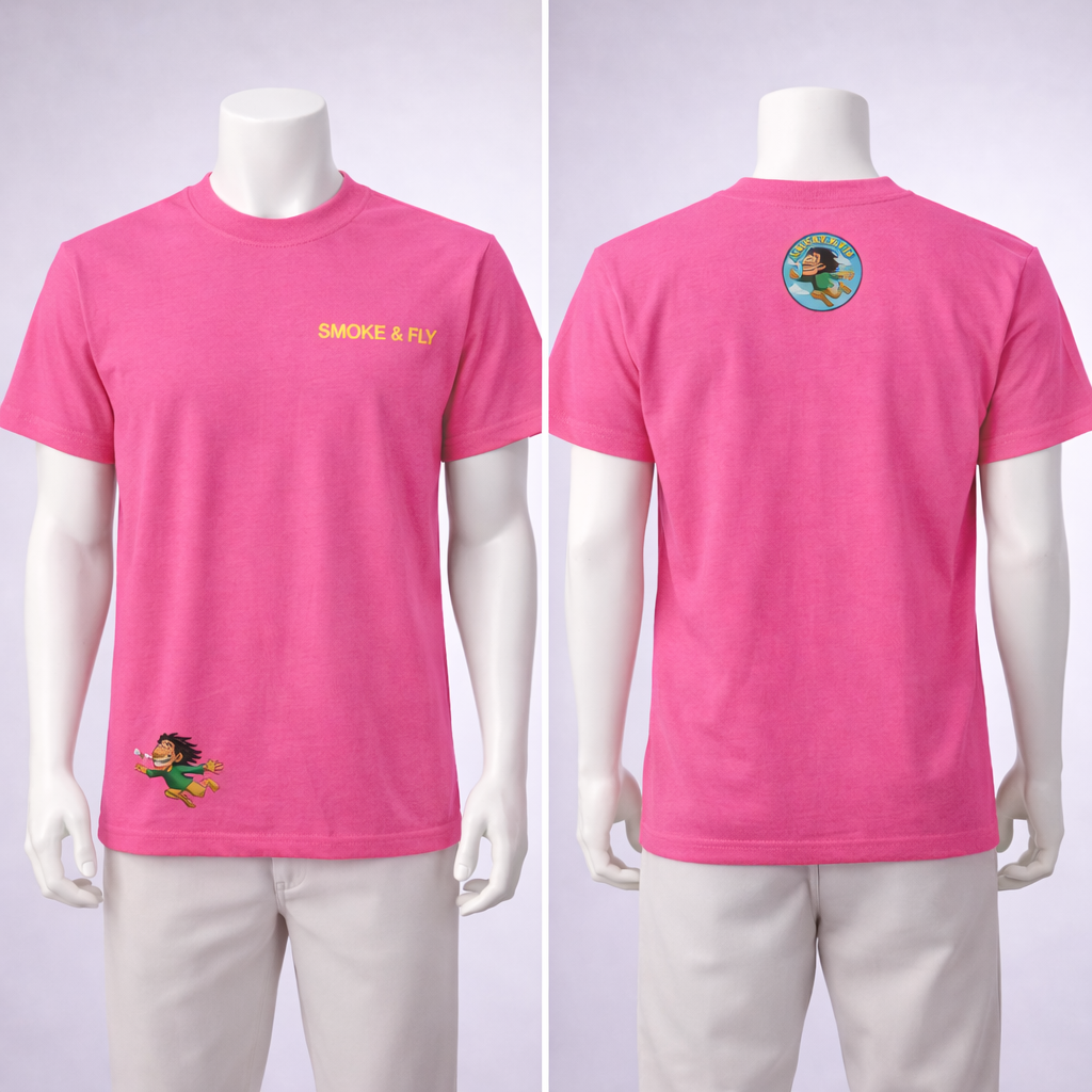 Smoke & Fly Graphic T-Shirt – Unisex Streetwear Logo Tee (Black, White, Green, Pink, Orange)