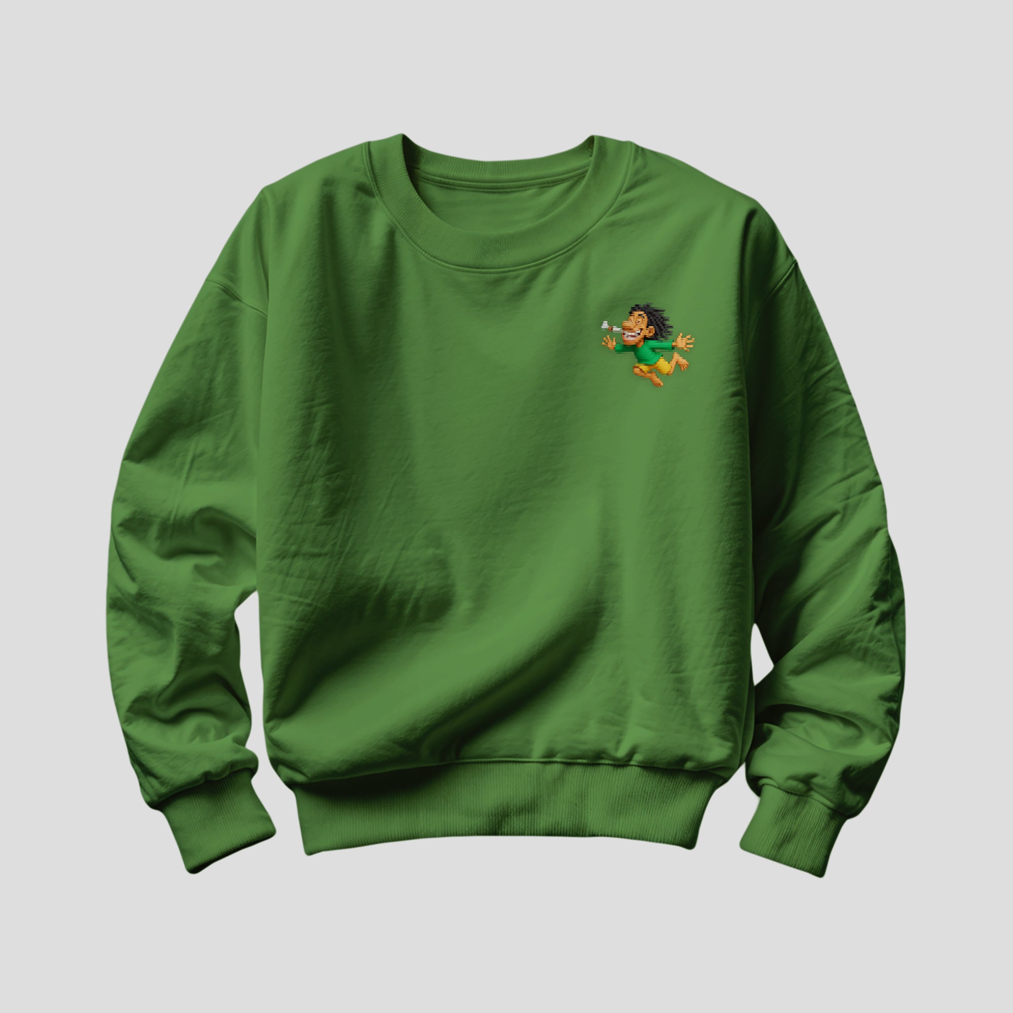 Smoke & Fly Premium Crewneck Sweatshirt – Unisex Graphic Streetwear Pullover (Black, Pink, Red, Green, White)