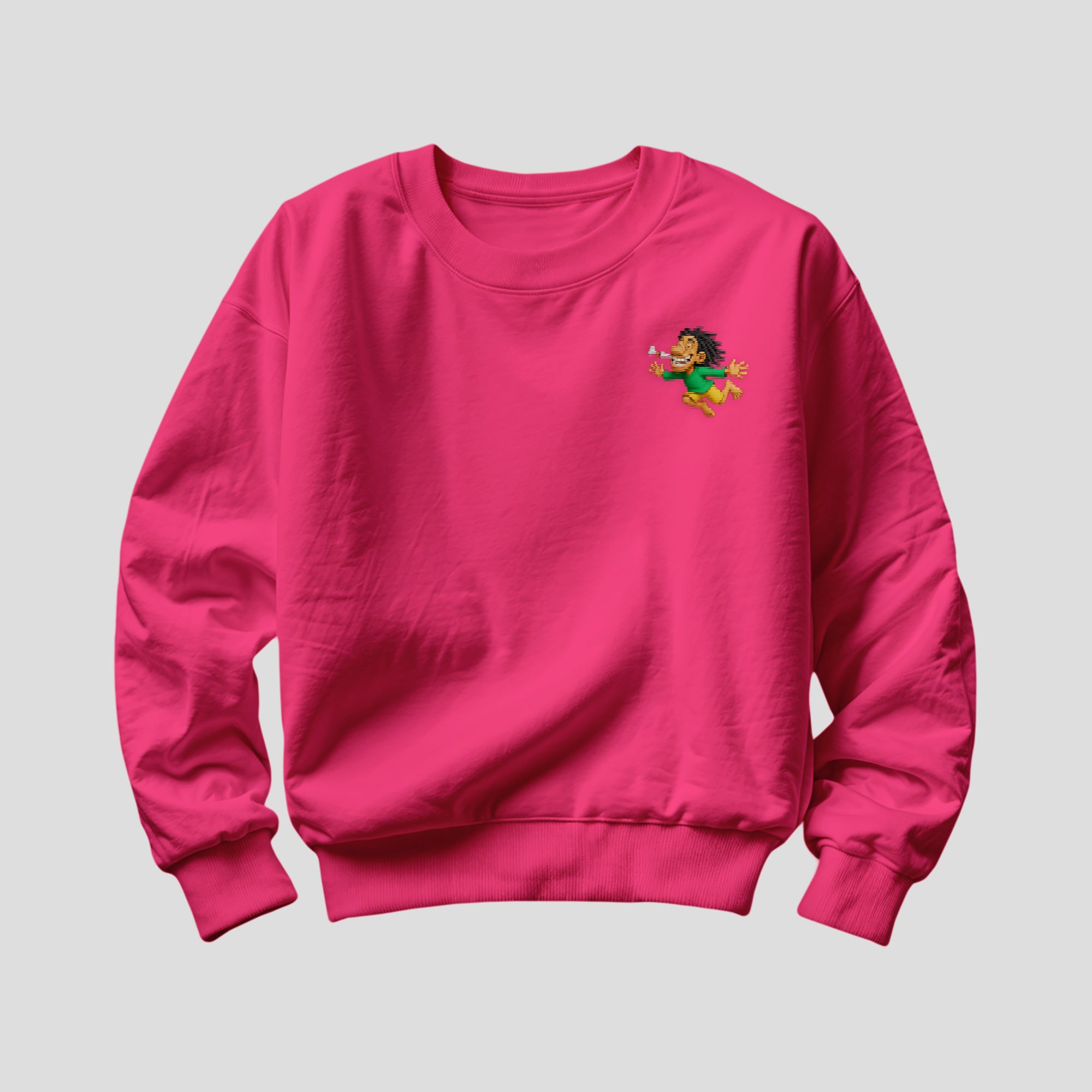 Smoke & Fly Premium Crewneck Sweatshirt – Unisex Graphic Streetwear Pullover (Black, Pink, Red, Green, White)